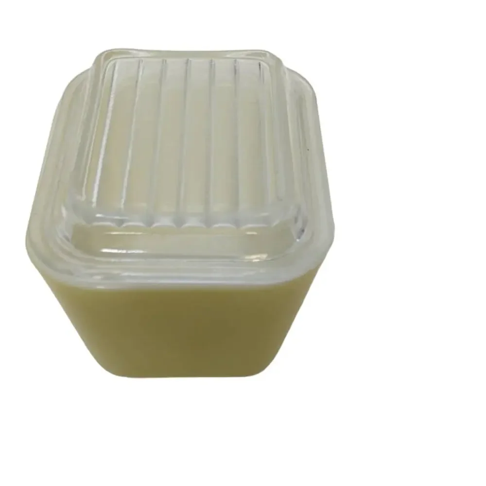 Set of 2 Vintage Pyrex yellow green fridgies 501 B 1 1/2 cup PYREX USA Made